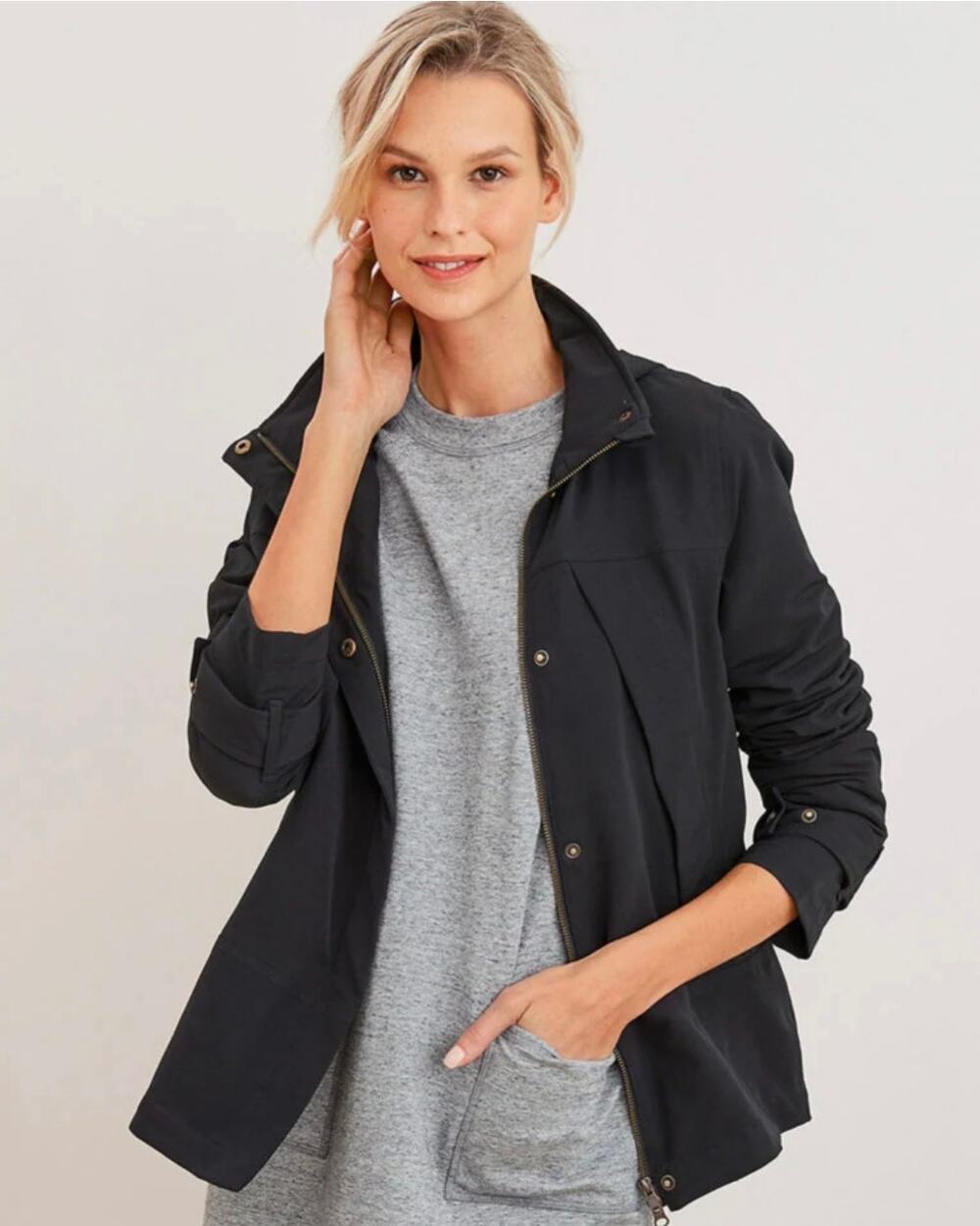 Garnet Hill High-Low Pleated Anorak Style Jacket
